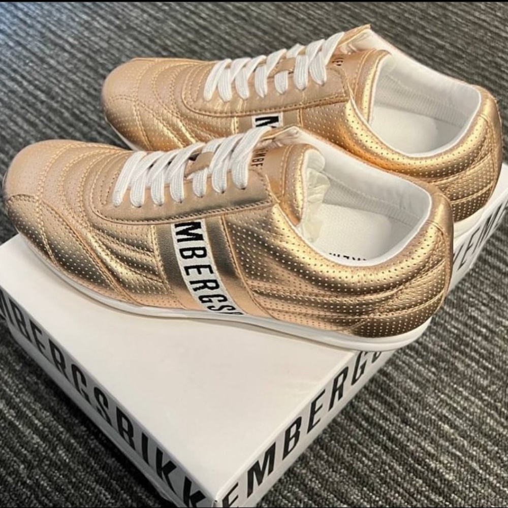Dirk Bikkembergs Gold leather sneakers